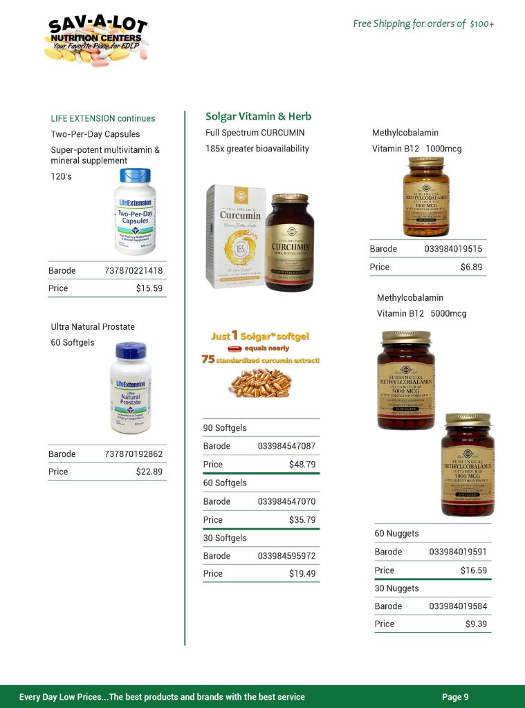 Sav a lot top 100 2 page 09 sav a lot nutrition centers